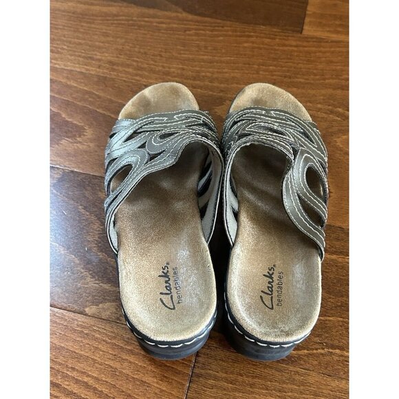 Clarks Bendables Womens Metalli Silver Open Toe Wedge Size 8.5 M - Picture 7 of 8